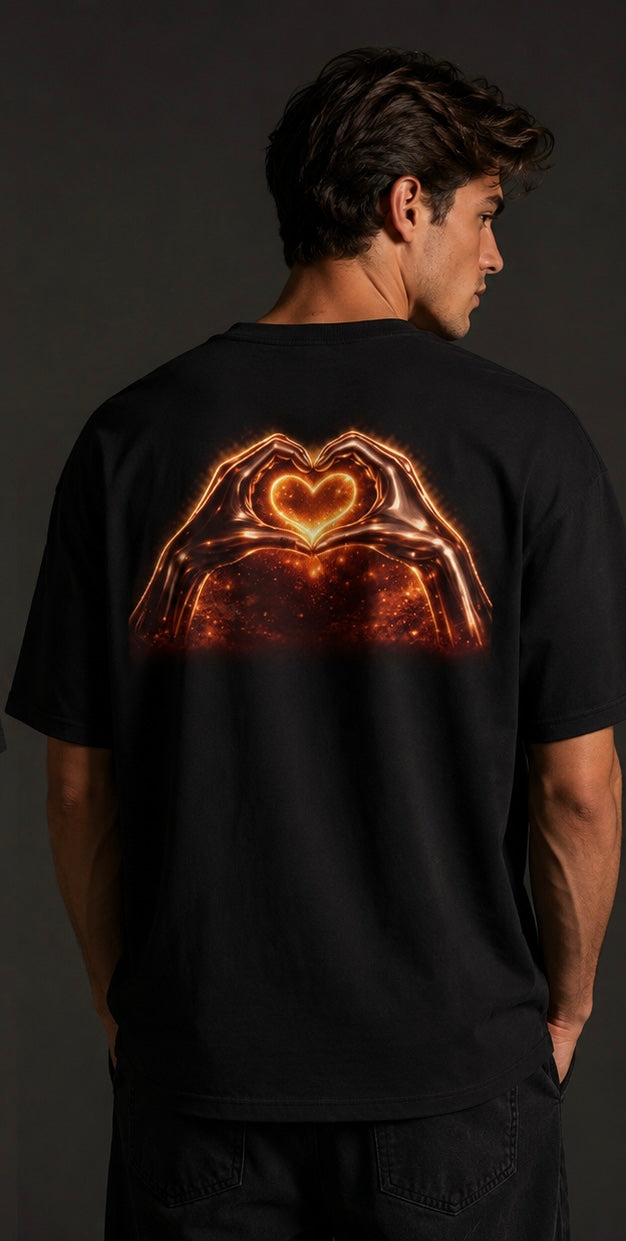 Steady Energy Shirt | Luxury Streetwear mit Glow Heart Backprint | Ästhetisches Unisex T-Shirt