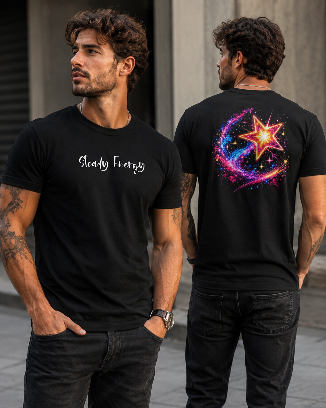 Steady Energy | Dynamic Star Backprint | Unisex Shirt