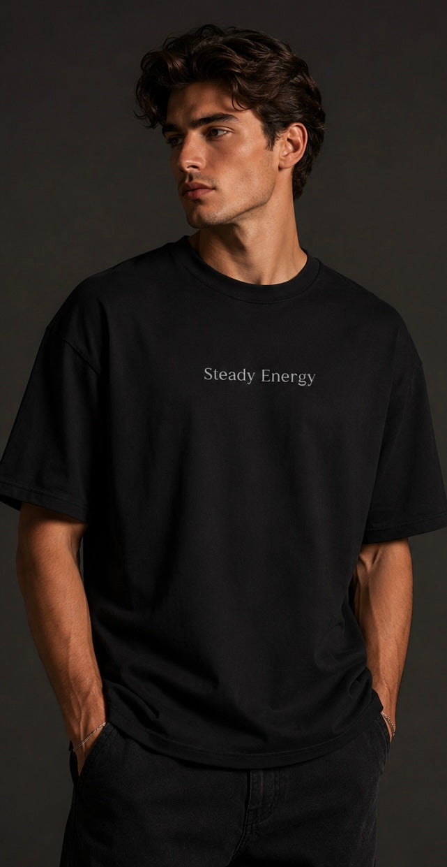 Steady Energy Shirt | Luxury Streetwear mit Glow Heart Backprint | Ästhetisches Unisex T-Shirt