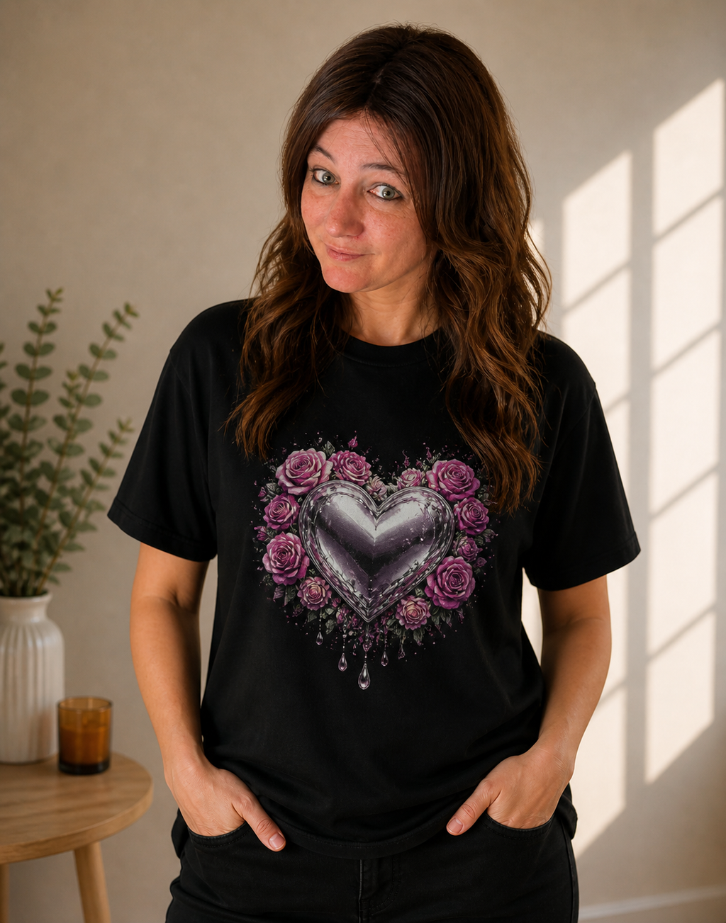 Black Pink Heart Shirt