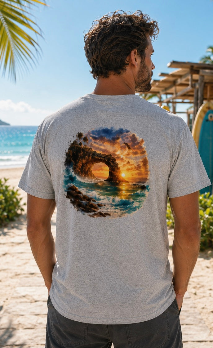 Steady Energy Shirt | Sommer Shirt mit Sunset Ocean Print | Beach Vibes Shirt