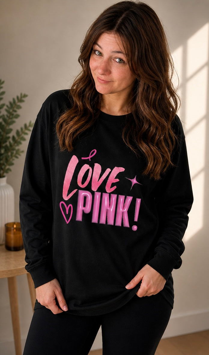 LOVE PINK! Shirt – Damen Longsleeve | Feminines Statement Shirt